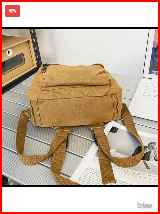 Canvas Mini Backpack Purse for Women Teen Girls Daypack with Multiple Pockets main image 6